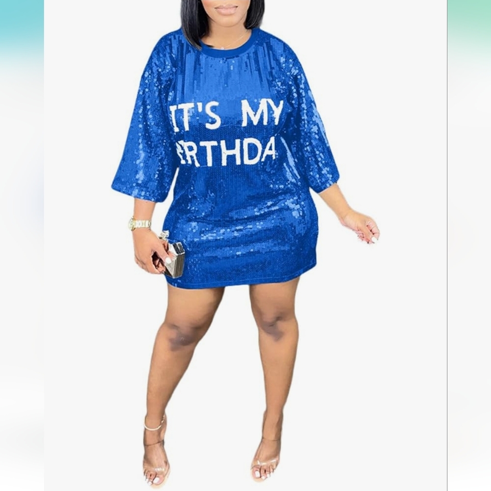 Blue Sequin Birthday Dress Size Small
